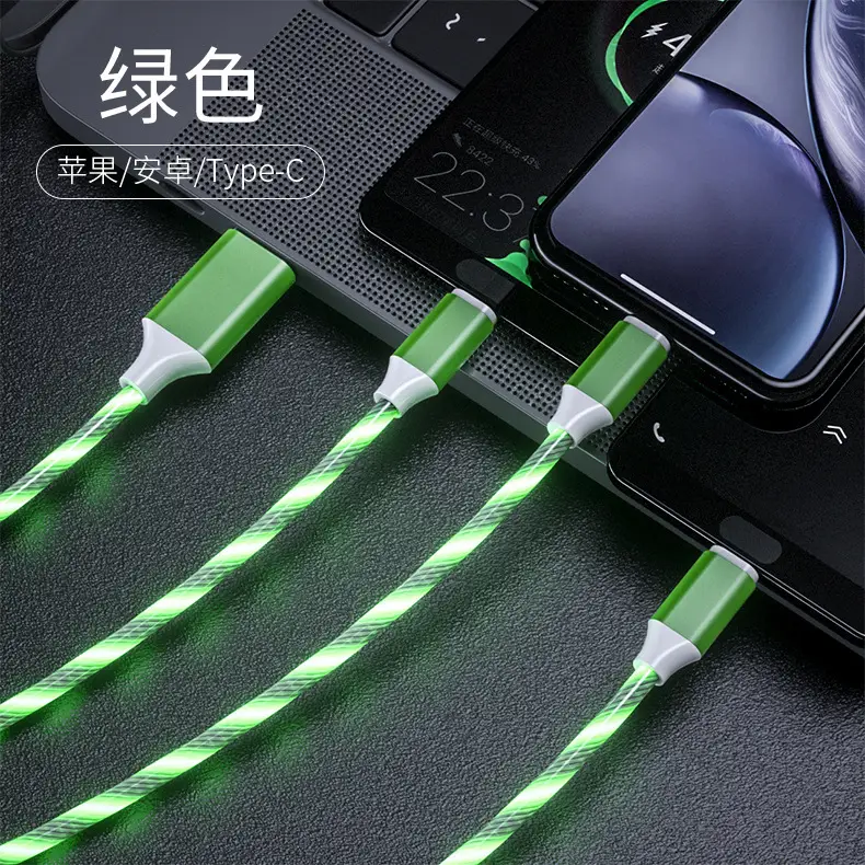 Fast Charging Data Cable One to Three Car Luminous Gradient - Image 3