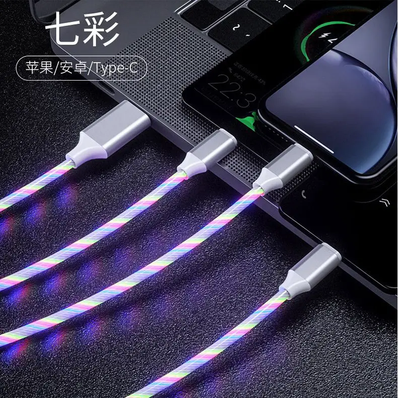 Fast Charging Data Cable One to Three Car Luminous Gradient - Image 4