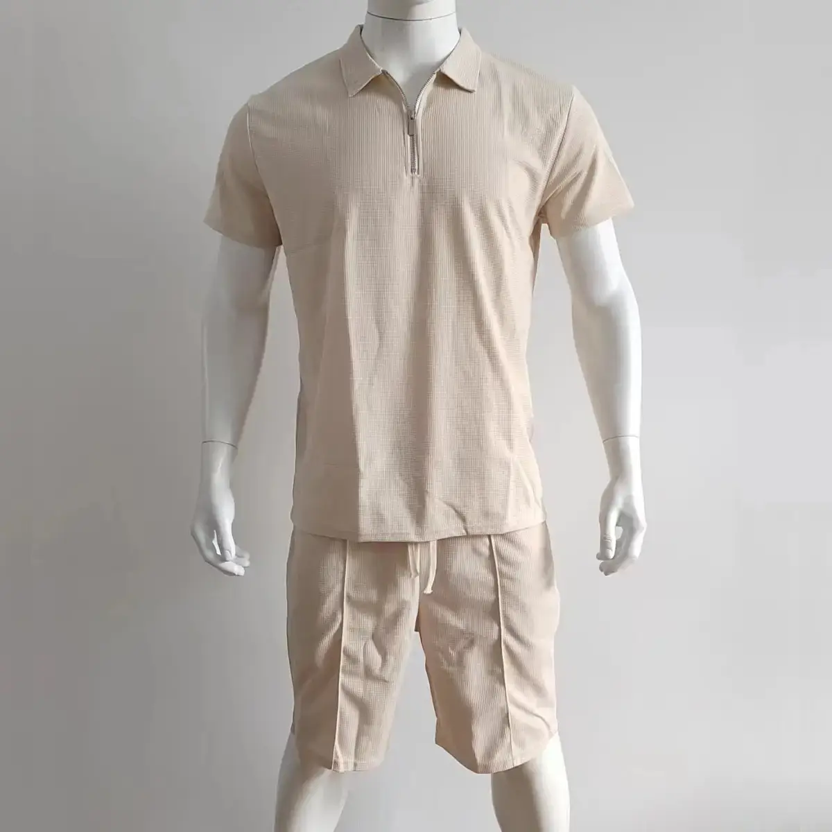 Men's Waffle Cotton Shorts Suit Summer Casual White — feature 28