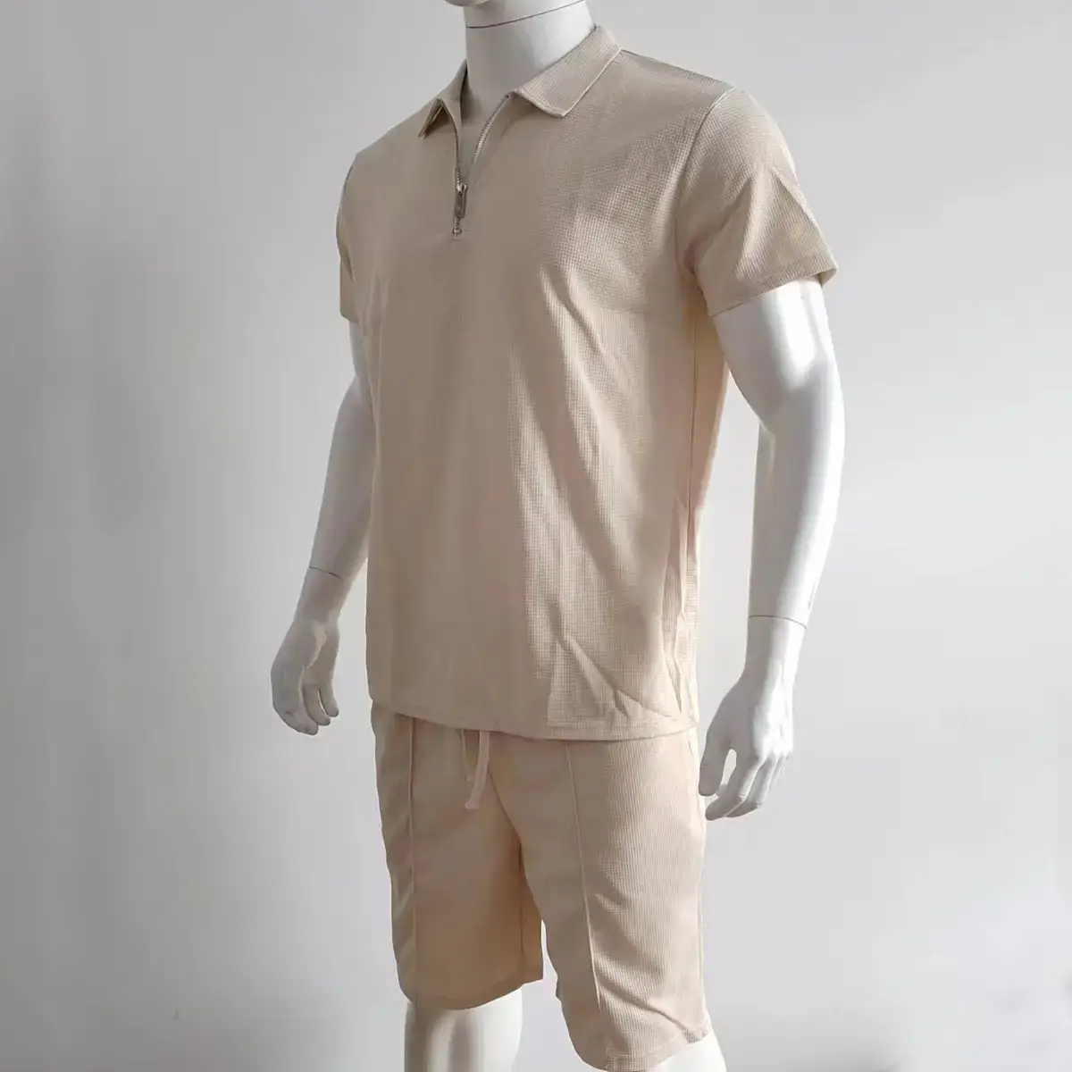 Men's Waffle Cotton Shorts Suit Summer Casual White — feature 29