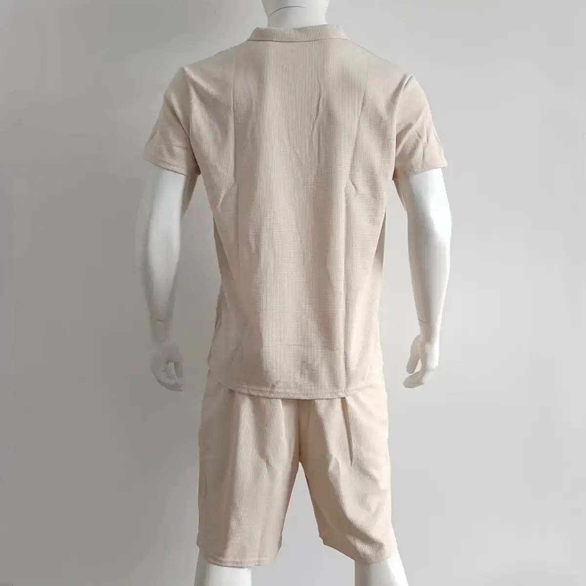 Men's Waffle Cotton Shorts Suit Summer Casual White — feature 30