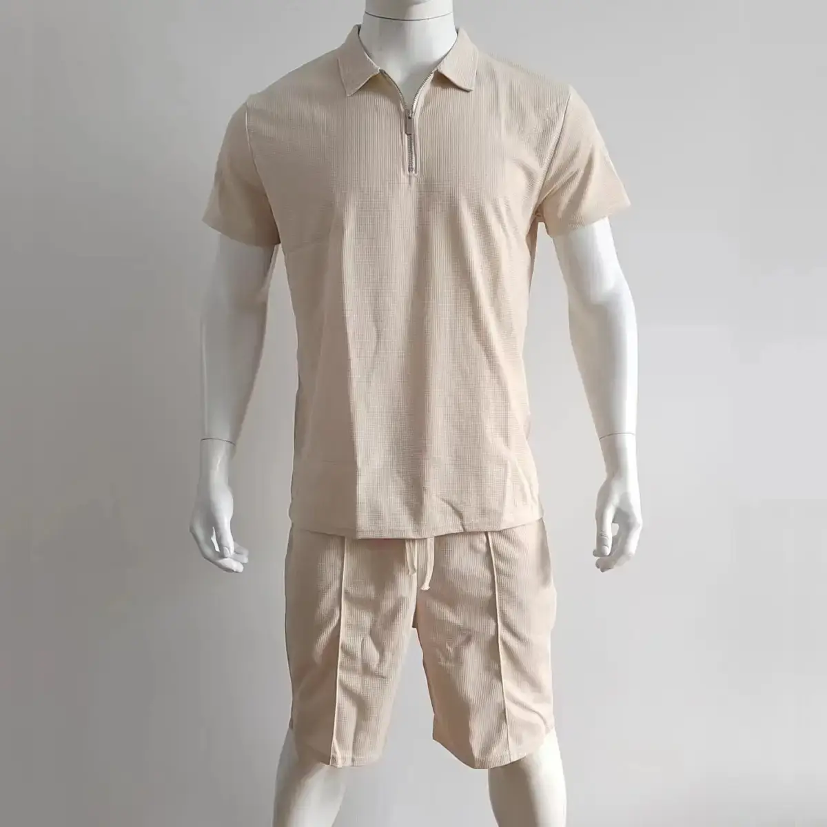Men's Waffle Cotton Shorts Suit Summer Casual White — feature 5