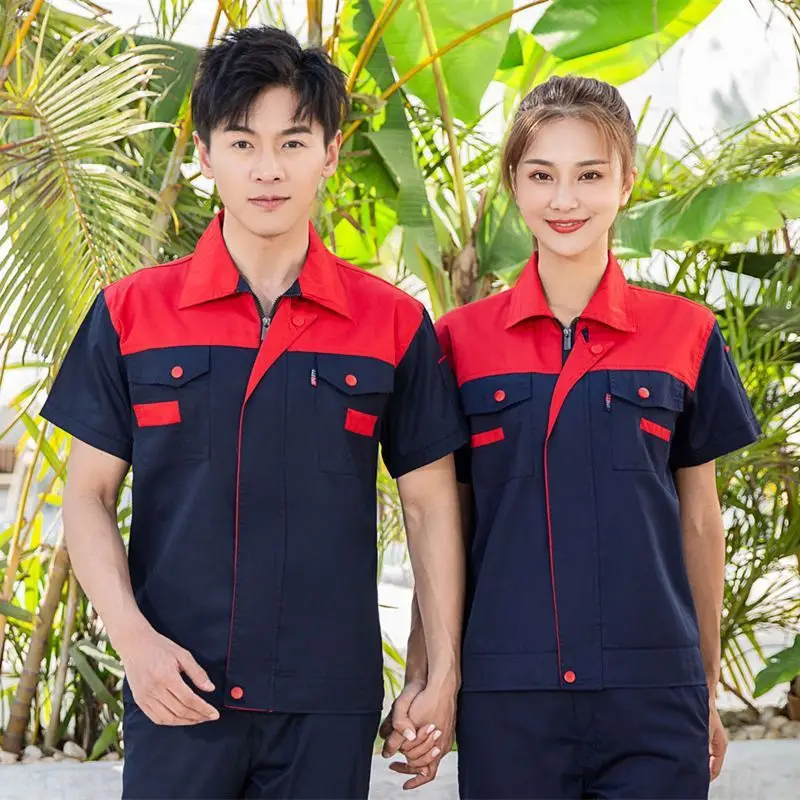 Haiyuan Summer Work Suit Men Navy Yellow Short Sleeve - Image 7