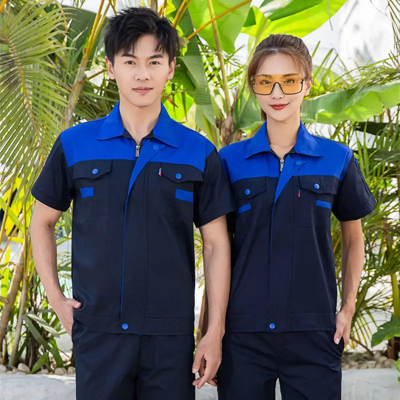 Haiyuan Summer Work Suit Men Navy Yellow Short Sleeve - Image 8