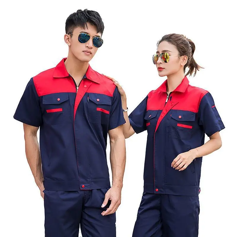 Haiyuan Summer Work Suit Men Navy Yellow Short Sleeve - Image 10