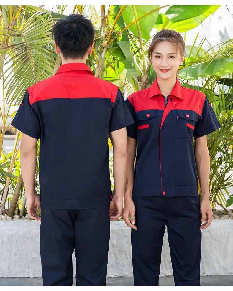 Haiyuan Summer Work Suit Men Navy Yellow Short Sleeve — feature 17