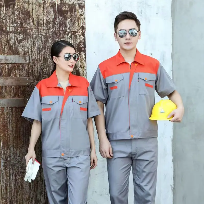 Haiyuan Summer Work Suit Men Navy Yellow Short Sleeve - Image 4