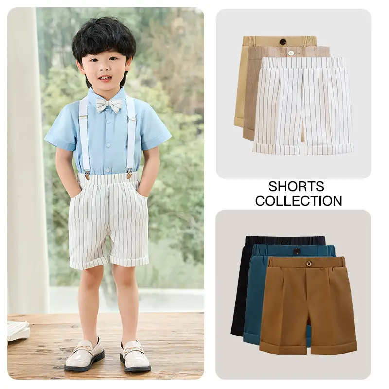 Children Striped Shorts Summer Suit Pants Small Middle School - Image 33