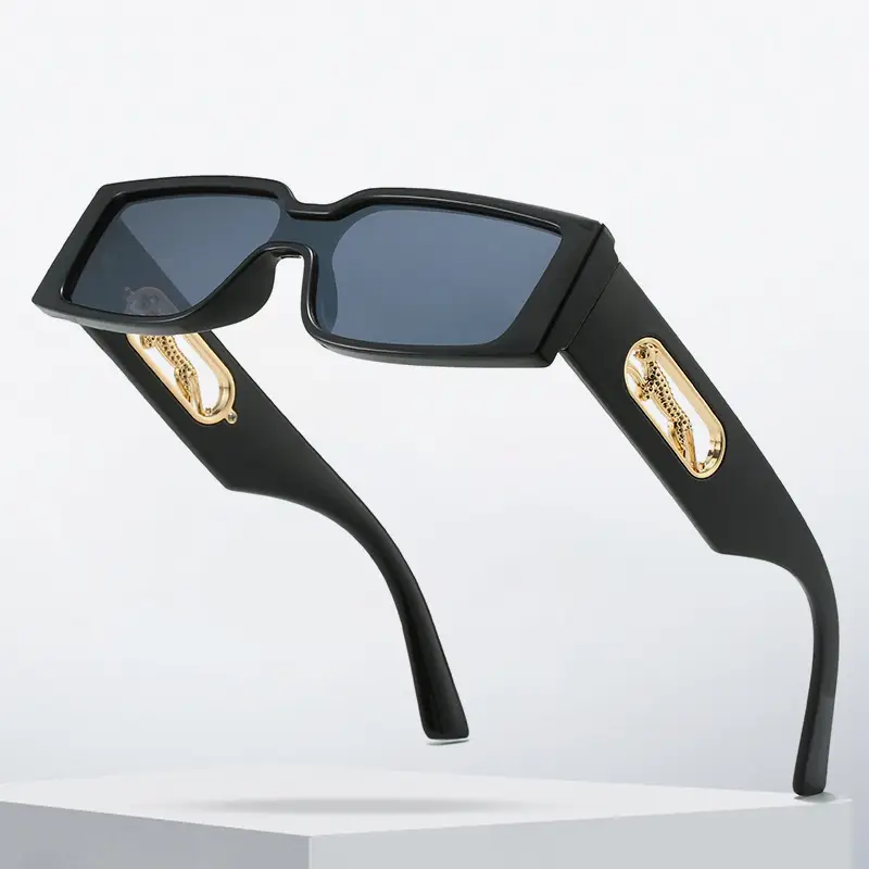 Orange Square Frame Sunglasses with Gold Accents - Image 7