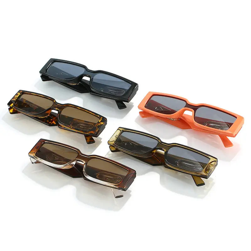 Orange Square Frame Sunglasses with Gold Accents - Image 8