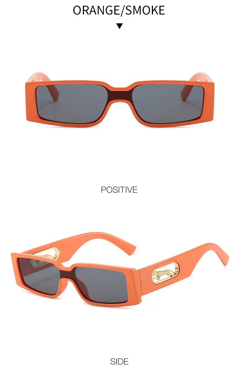 Orange Square Frame Sunglasses with Gold Accents — feature 10