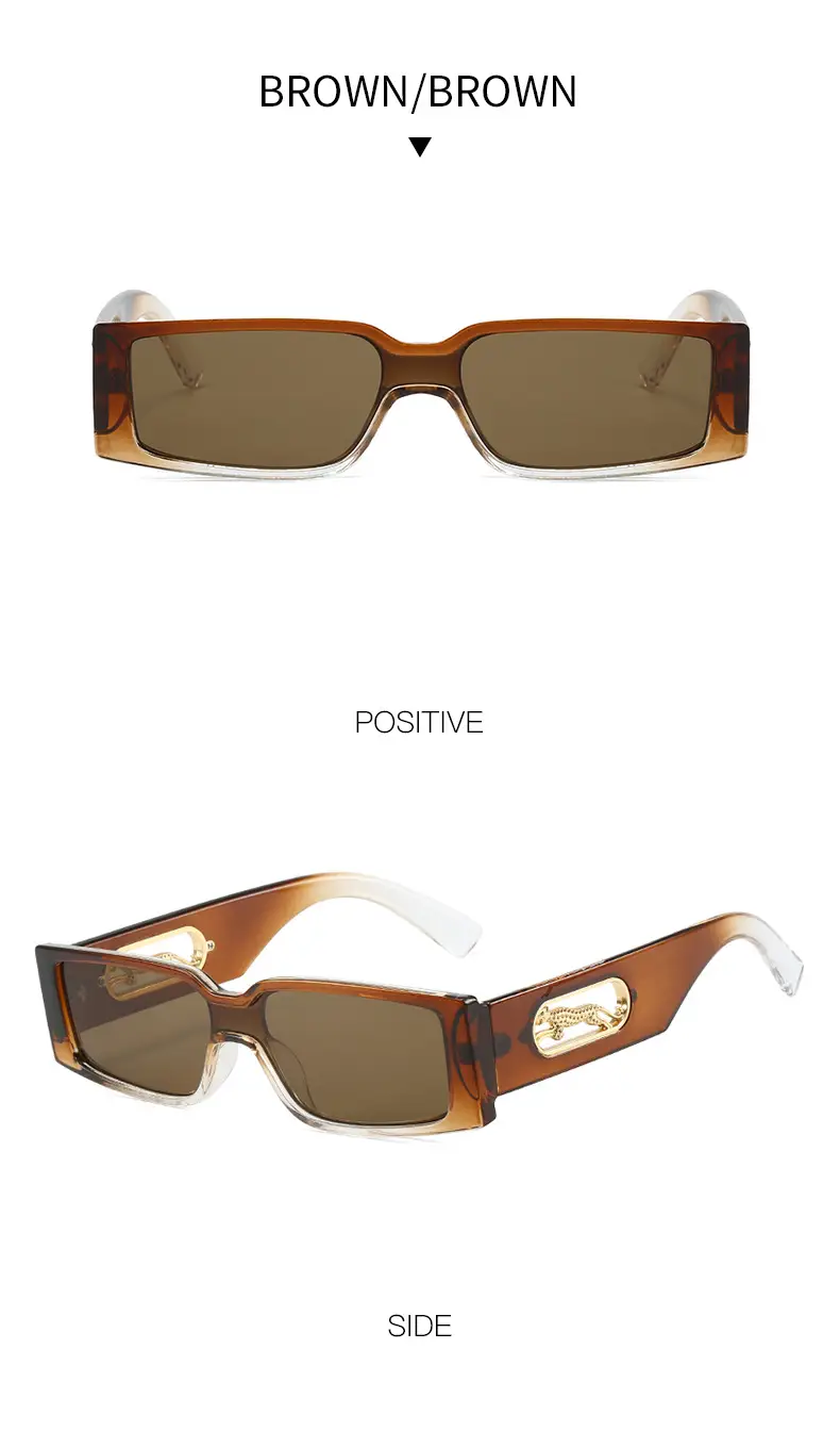Orange Square Frame Sunglasses with Gold Accents — feature 13