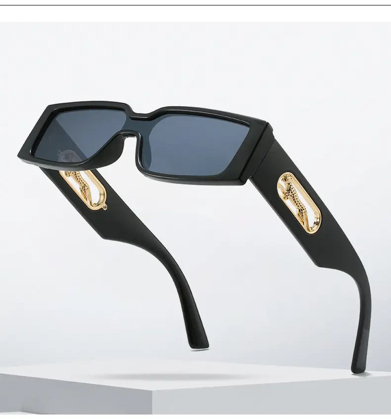 Orange Square Frame Sunglasses with Gold Accents — feature 4