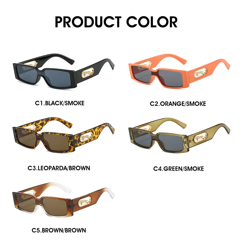 Orange Square Frame Sunglasses with Gold Accents — feature 5