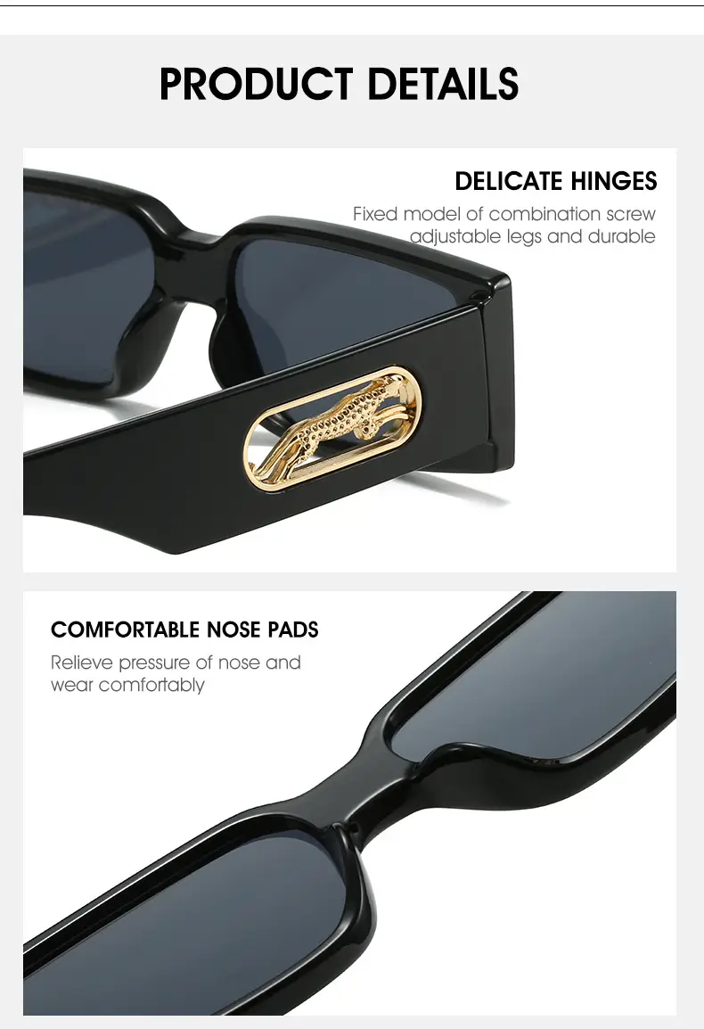 Orange Square Frame Sunglasses with Gold Accents — feature 6