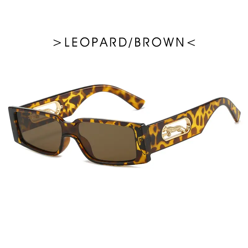 Orange Square Frame Sunglasses with Gold Accents - Image 3