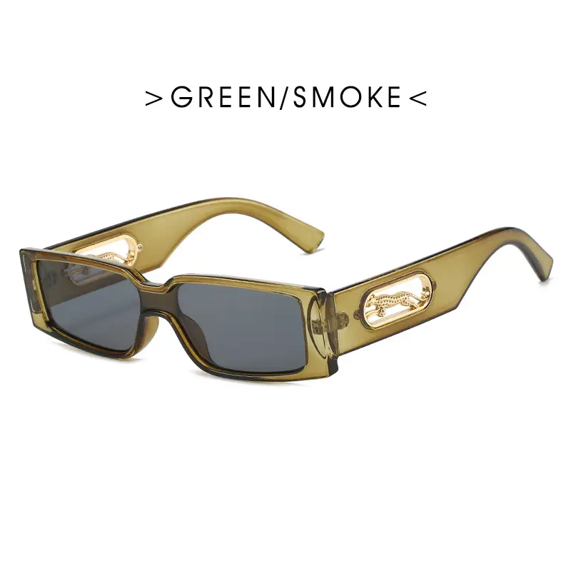 Orange Square Frame Sunglasses with Gold Accents - Image 4