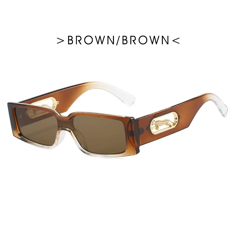 Orange Square Frame Sunglasses with Gold Accents - Image 5