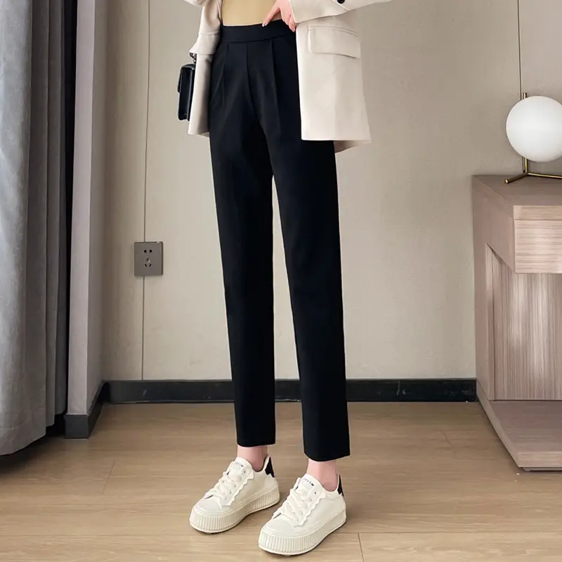 Narrow Black Slimming Straight Leg Pants for Women - Image 5