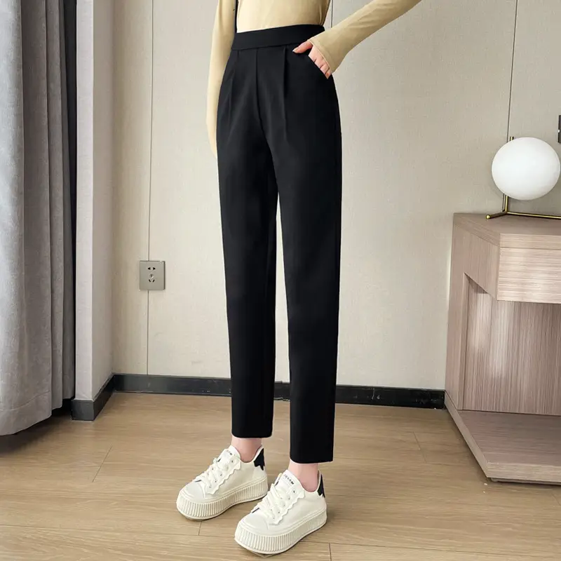 Narrow Black Slimming Straight Leg Pants for Women - Image 6