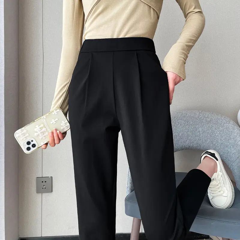 Narrow Black Slimming Straight Leg Pants for Women - Image 7