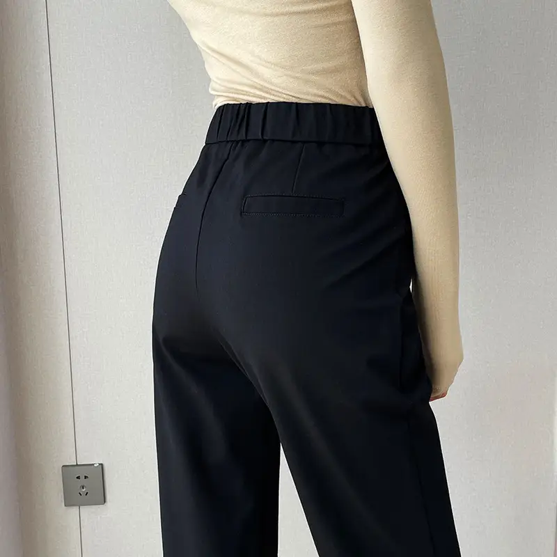 Narrow Black Slimming Straight Leg Pants for Women - Image 8