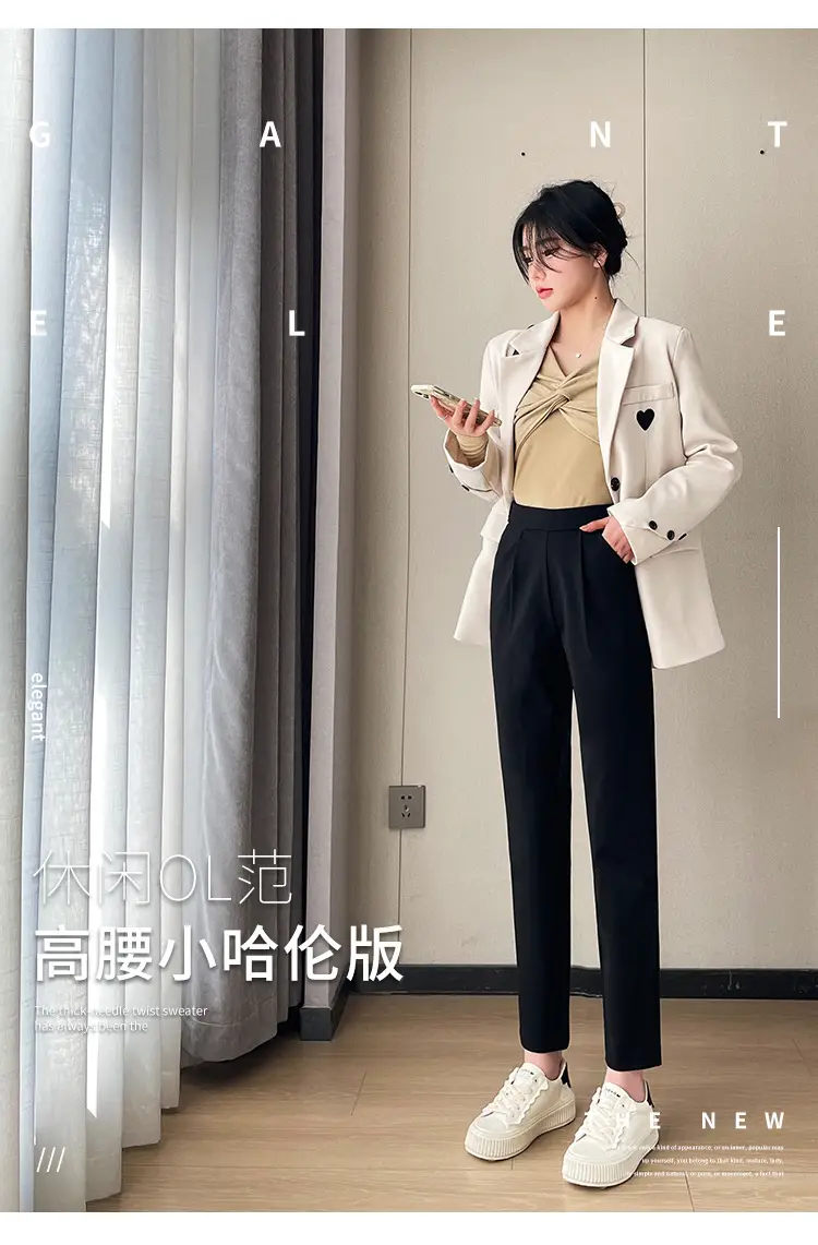 Narrow Black Slimming Straight Leg Pants for Women — feature 1