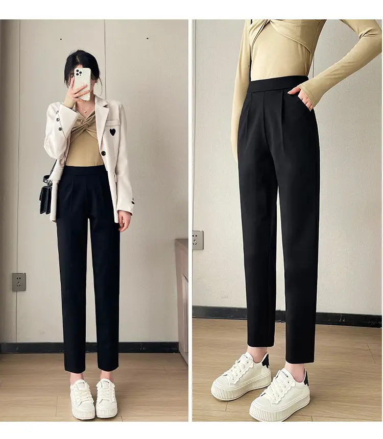 Narrow Black Slimming Straight Leg Pants for Women — feature 15