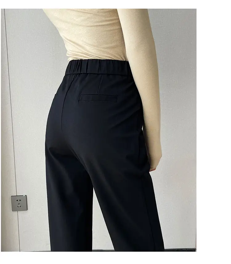 Narrow Black Slimming Straight Leg Pants for Women — feature 17