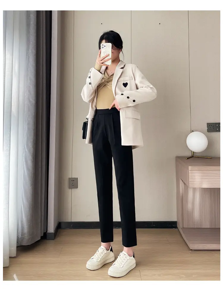 Narrow Black Slimming Straight Leg Pants for Women — feature 19