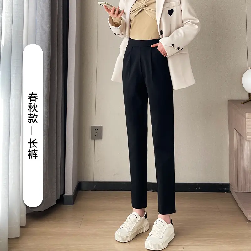 Narrow Black Slimming Straight Leg Pants for Women - Image 2