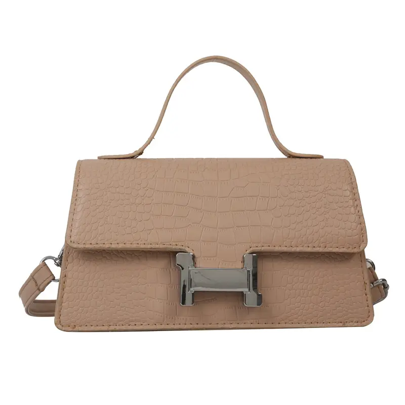 Orange Croc Leather Shoulder Bag for Women - Image 8