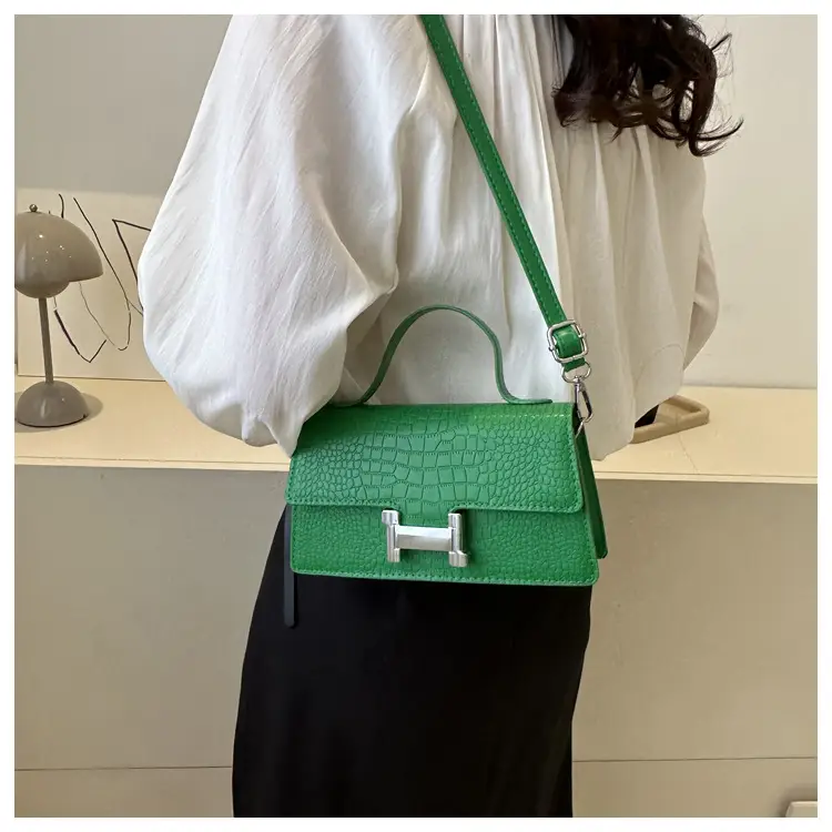 Orange Croc Leather Shoulder Bag for Women — feature 12