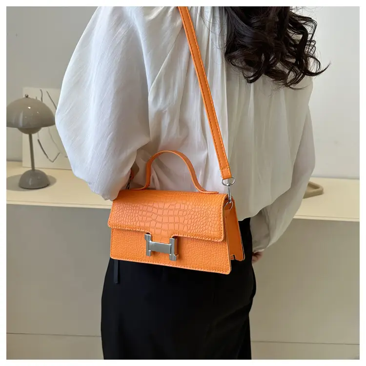 Orange Croc Leather Shoulder Bag for Women — feature 15