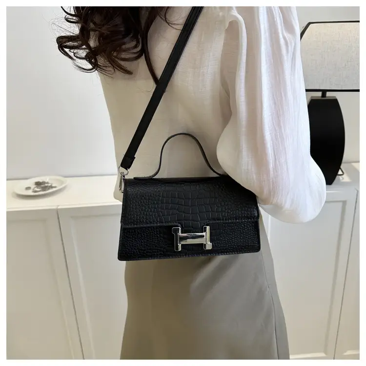 Orange Croc Leather Shoulder Bag for Women — feature 17