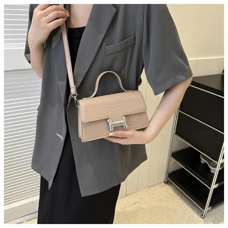 Orange Croc Leather Shoulder Bag for Women — feature 21