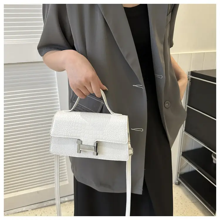 Orange Croc Leather Shoulder Bag for Women — feature 22