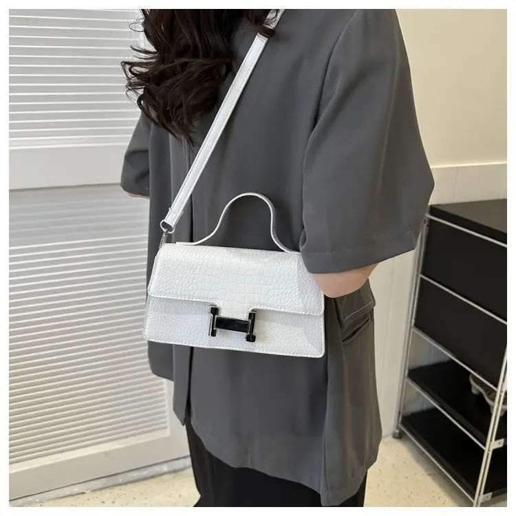 Orange Croc Leather Shoulder Bag for Women — feature 23
