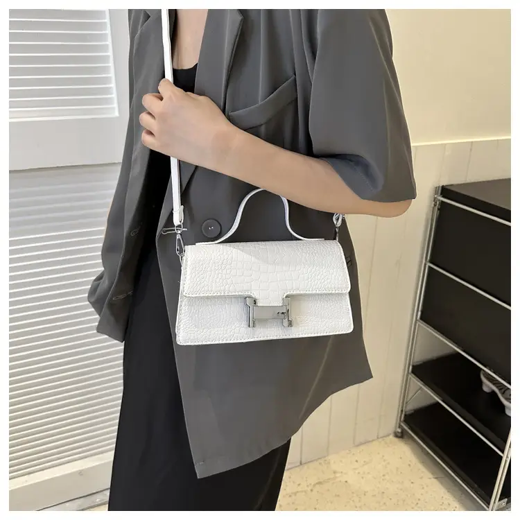 Orange Croc Leather Shoulder Bag for Women — feature 24