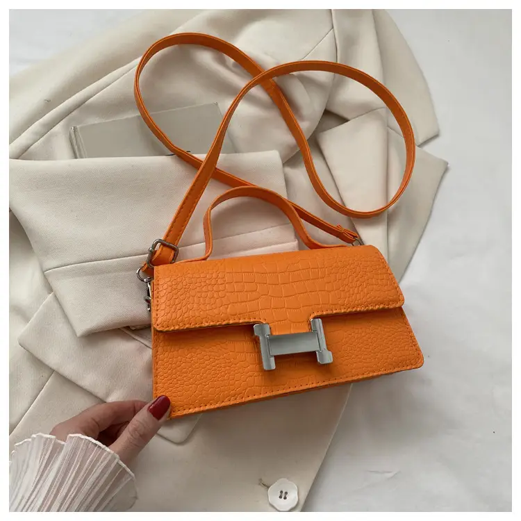 Orange Croc Leather Shoulder Bag for Women — feature 27