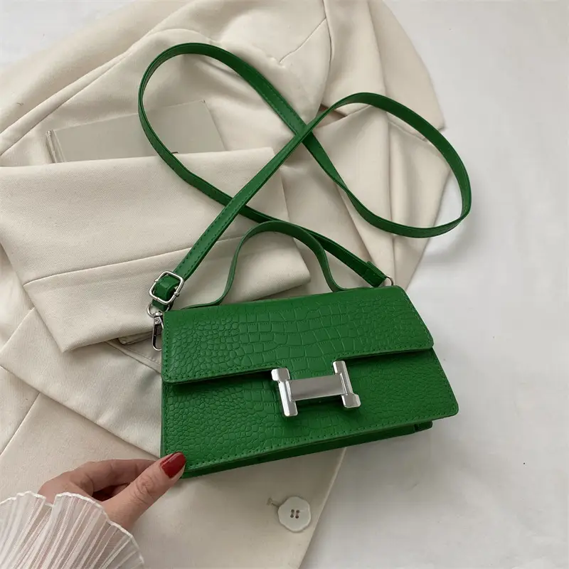 Orange Croc Leather Shoulder Bag for Women - Image 2