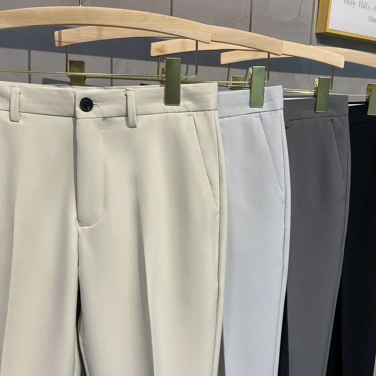 Spring Men's Slim Fitting Trousers Small Leg Black - Image 10