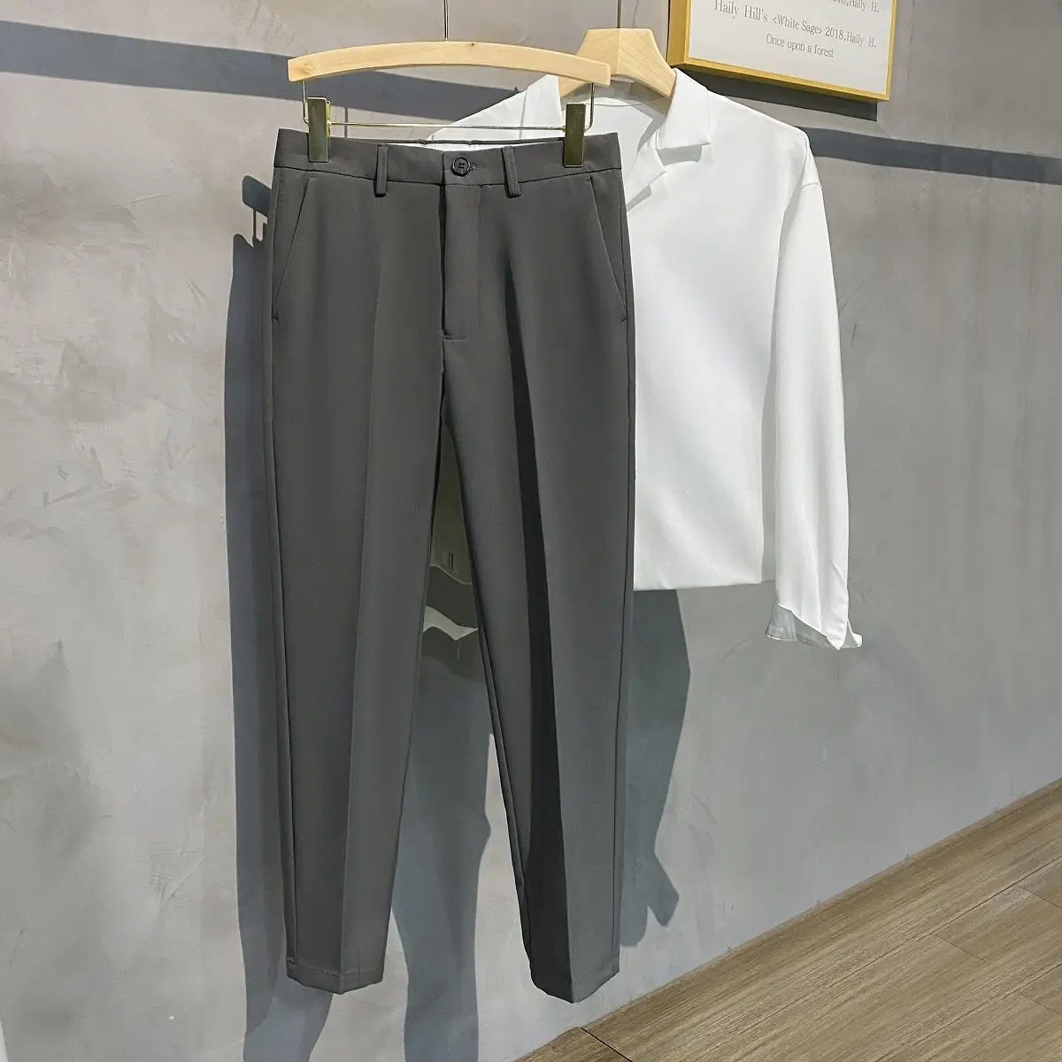 Spring Men's Slim Fitting Trousers Small Leg Black — feature 14