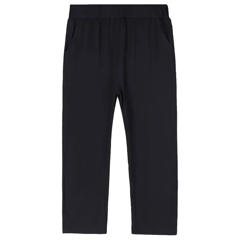 Women Black Cotton Cropped Pants 2023 Summer