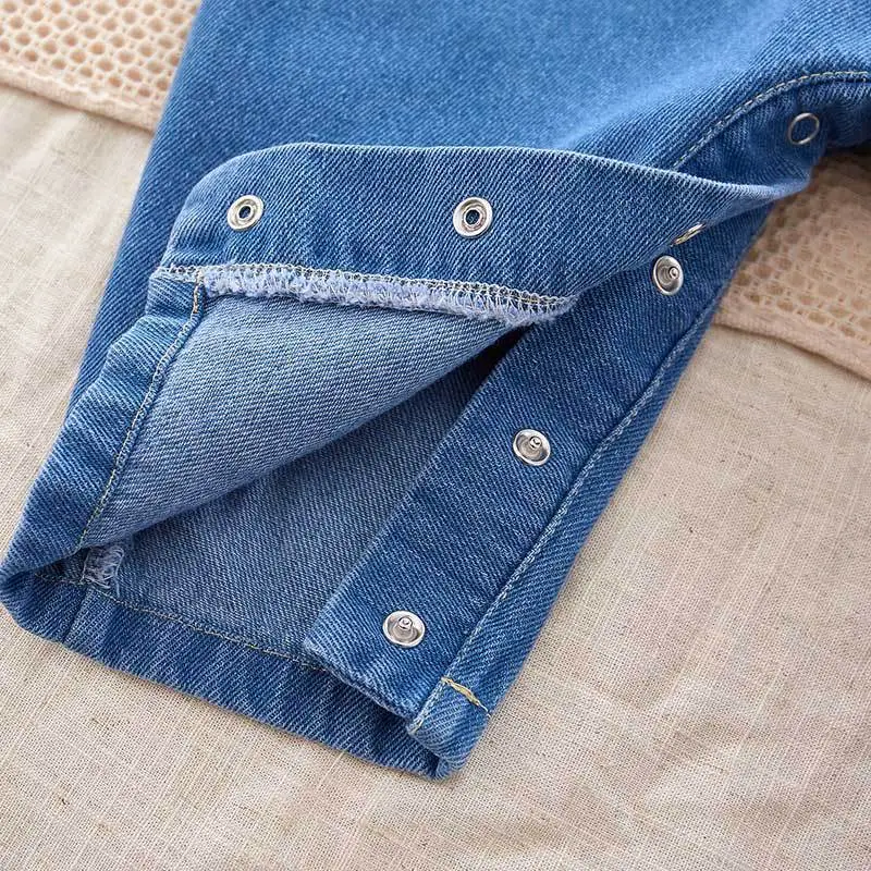 New Men's Women's Sleeveless Baby Jumpsuit Blue Denim