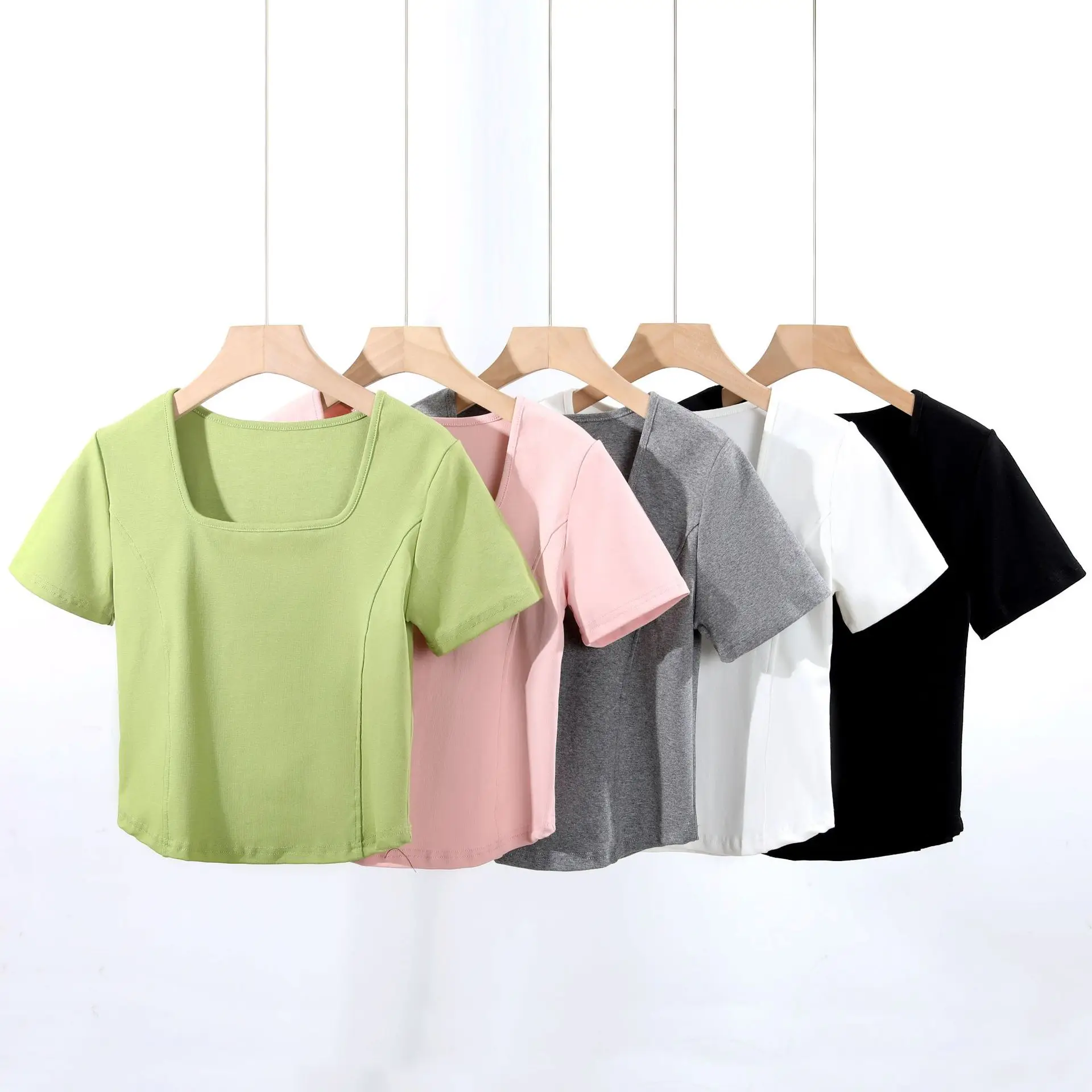 Women Grey Curved Hem T-Shirt Short Sleeve Summer - Image 7