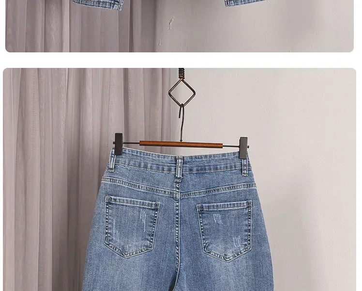 Women Thin Cropped Jeans 2024 Spring Summer Light Blue — feature 15