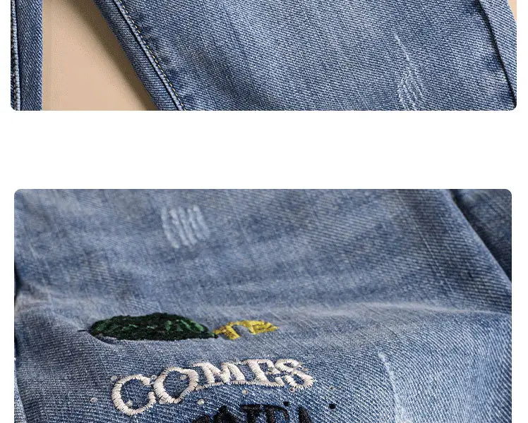Women Thin Cropped Jeans 2024 Spring Summer Light Blue — feature 18