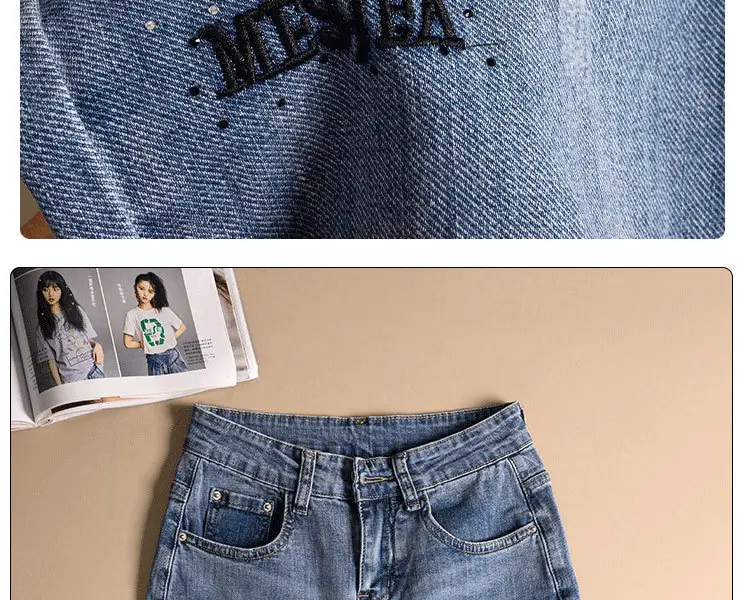 Women Thin Cropped Jeans 2024 Spring Summer Light Blue — feature 19