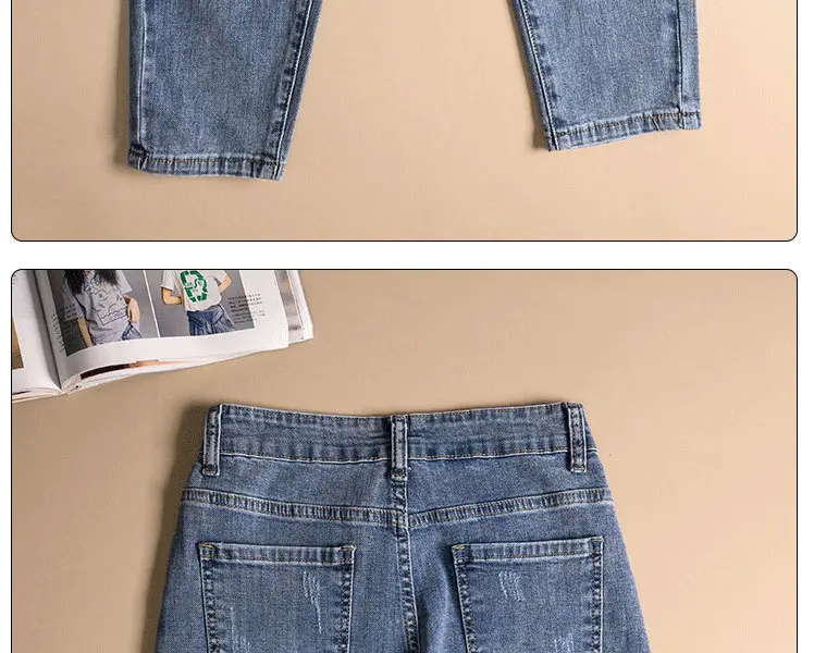 Women Thin Cropped Jeans 2024 Spring Summer Light Blue — feature 21